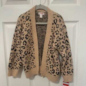 Cat & Jack Tan and Black Leopard Print Cardigan